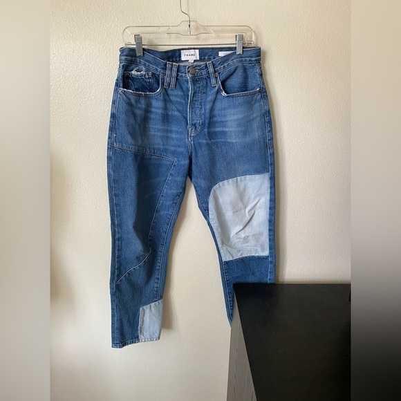 FRAME Denim Le Original patchwork boyfriend jeans Blue Size 29 Relaxed Fit - Picture 2 of 11